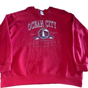 Vintage Ocean City New Jersey Crewneck Sweatshirt Red